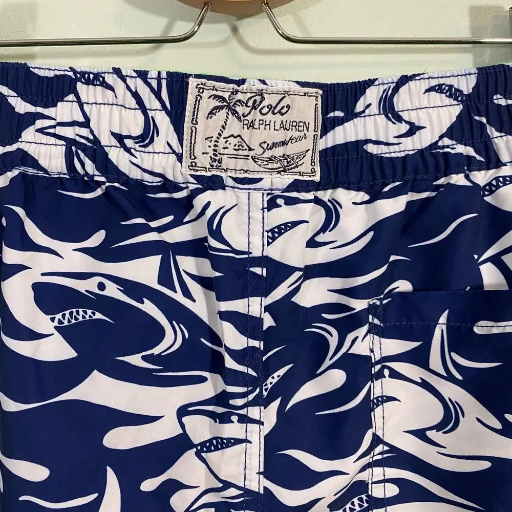 Polo Ralph Lauren Youth Navy Sharks Swim Trunks Size XL (18-20)